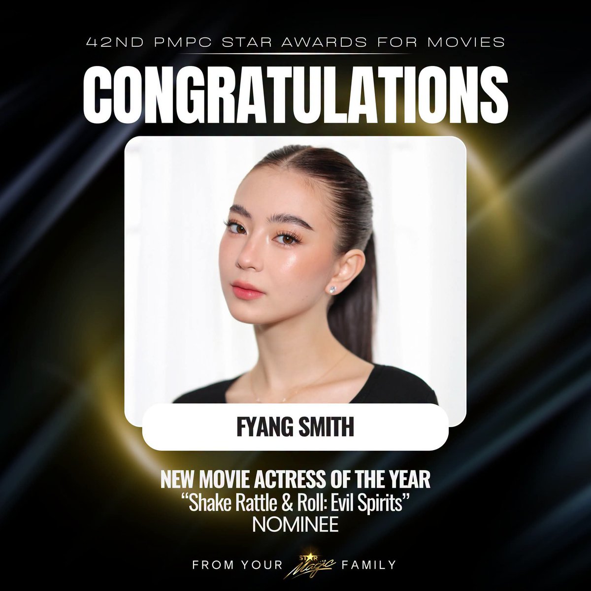 maksooinluv's tweet photo. #42ndPMPCStarAwardsforMovies Nominees:

#JMIbarra - NEW MOVIE ACTOR OF THE YEAR "Child No. 82, Anak ni Boy Kana"

#FyangSmith for NEW MOVIE ACTRESS OF THE YEAR "SRR:Evil Origins"

#JMFyang - MOVIE LOVETEAM OF THE YEAR "SRR:Evil Origins"

©Star Magic https://t.co/pfYJOpQcs4