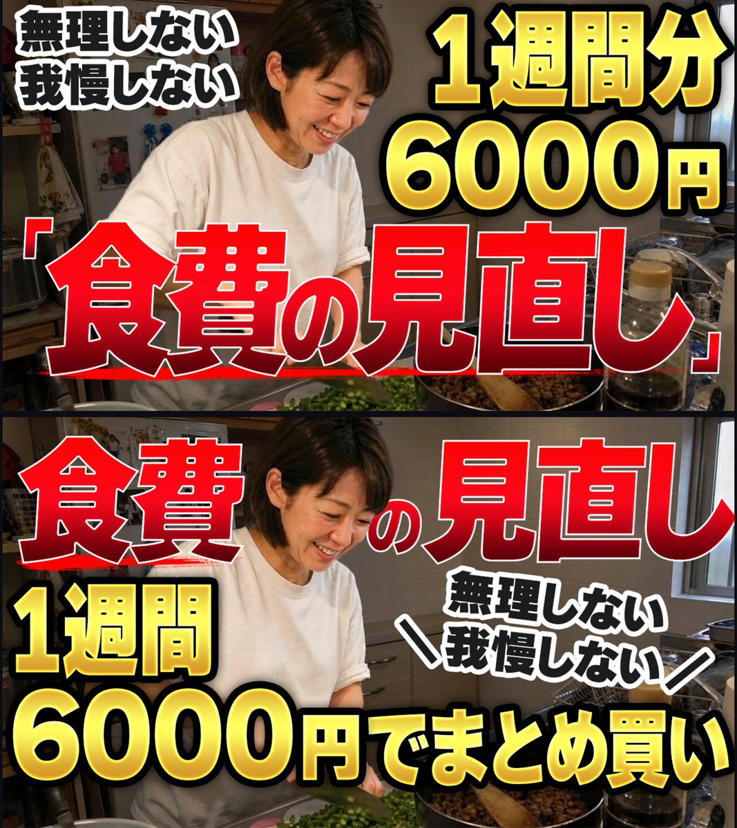 bi_na_chi's tweet photo. 【自主制作サムネ #07】
ARiVE勉強会あらいぶないとの「サムネ2案の制作実習」をアーカイブで学びました！
文言の追加と見せ方を変えて2つ制作してみました！

テーマ：食費を抑えたい主婦に向けた1週間の節約献立のアイディアを紹介する。 https://t.co/1Aq2ug8y99