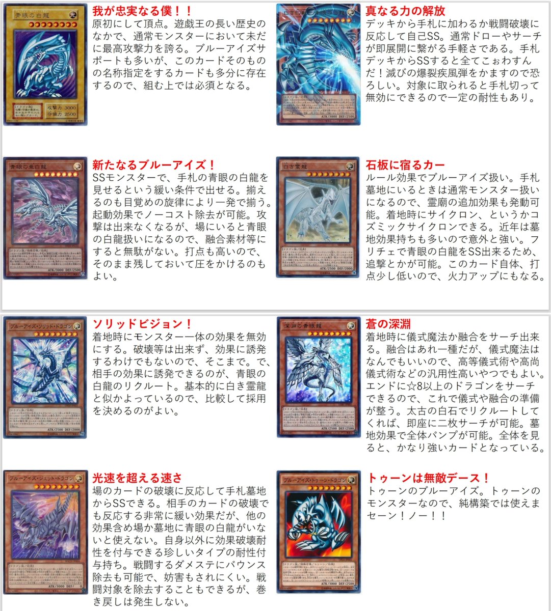 lyviousuka's tweet photo. 【青眼(ブルーアイズ)】

#遊戯王のテーマを画像で紹介

特徴：強靭無敵最強の龍を従え、融合して圧倒せよ！

おすすめ：海馬コーポレーションCEOの人

▼テーマ解説はこちら
https://t.co/wU2LAveGcU

400以上��テーマ紹介や
新弾テーマ評価・リミレギュ考察も掲載中🎵

過去の記事は固定ポストから✨ https://t.co/qCKiIV5qmN