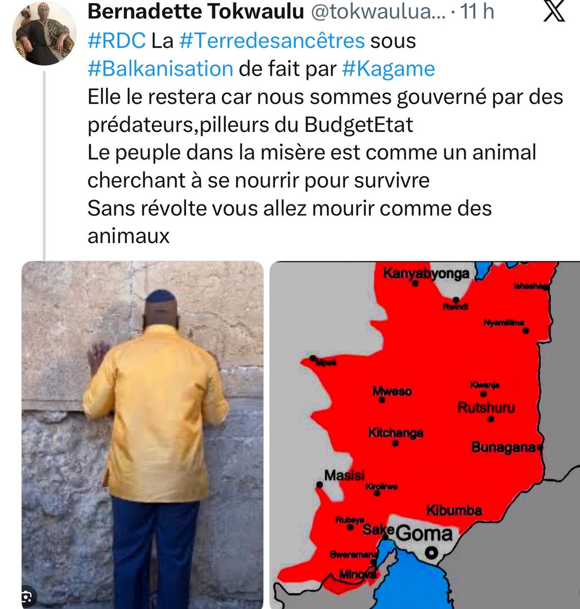 tokwauluaena2's tweet photo. #RDC #CrashKenge Continuez #Wengetisation sur ResponsabiltéTshisekedi dans #Balkanisation de fait de #Terredesancêtres #NordKivu par
1/procès honteux de nos officiers @FARDC_Info sans voir les fautes de Tshisekedi
2/refus #DialogueInclusif pour la Balkanisation avec #M23 à #Doha https://t.co/fpsgwU24ZS