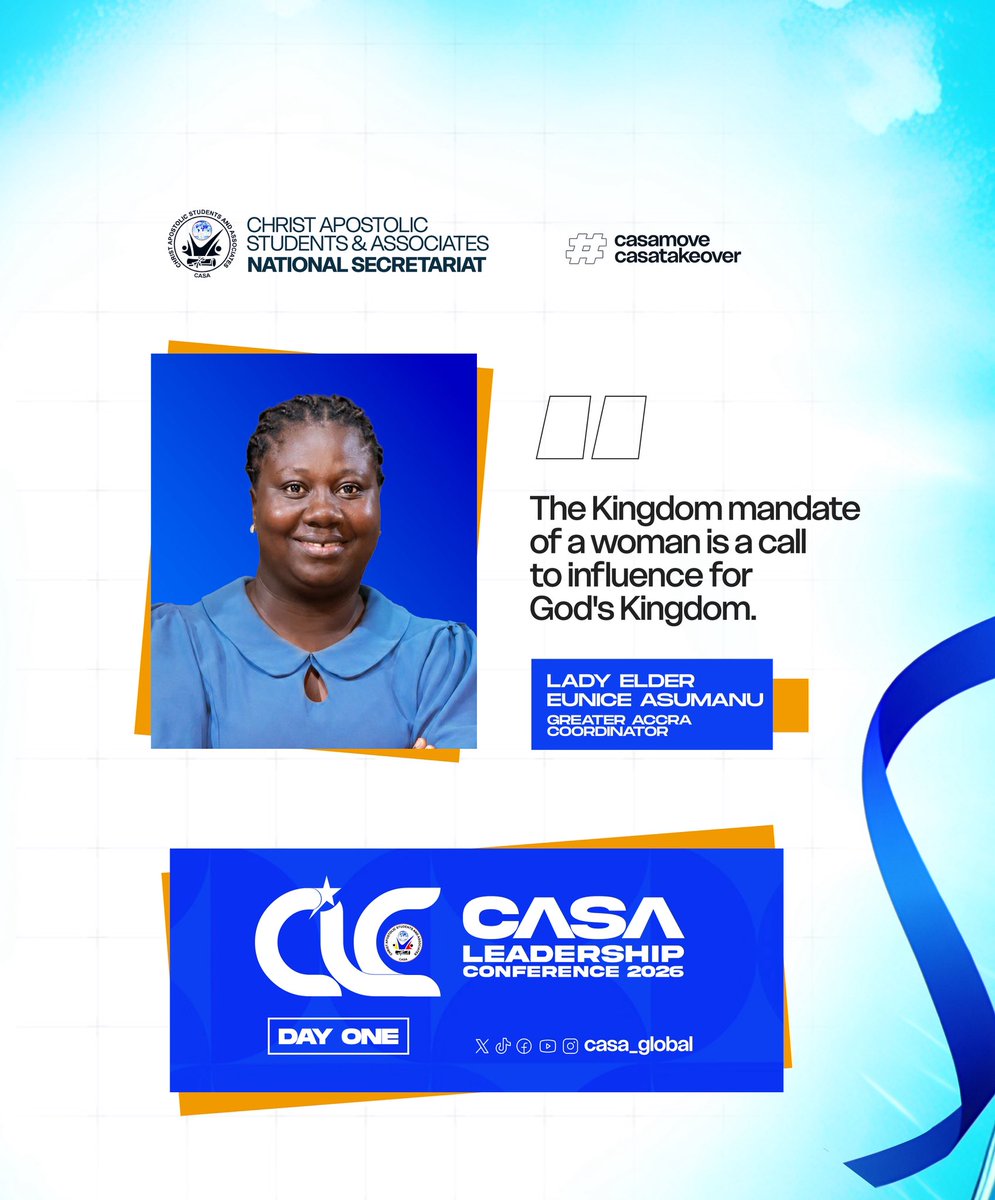 casa_global's tweet photo. CLC 2026!❤️💙✨

Excerpts from our Lady Elder Eunice on a woman’s mandate in the Kingdom of God.✨

#casamove #casatakeover #CLC2026 https://t.co/tdp258hkH7