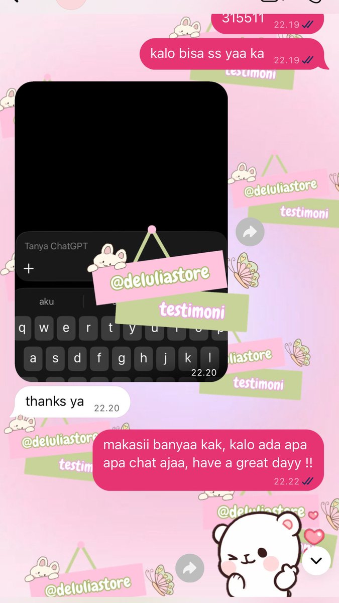 deluliaa's tweet photo. readyy yaa chatgpt plus &amp; go, full garansi, bisa langsung loginn 🙌🏻
order https://t.co/wKCF3utoEm
sharing : plan plus
7 hari : 16k
1 bulan 8u : 35k
1 bulan 5u : 50k

sharing : plan go
7 hari : 14k
1 bulan 8u : 25k
1 bulan 5u : 30k
private 1 bulan
PLUS : 168k
GO : 97k https://t.co/F2sPeXHRiw