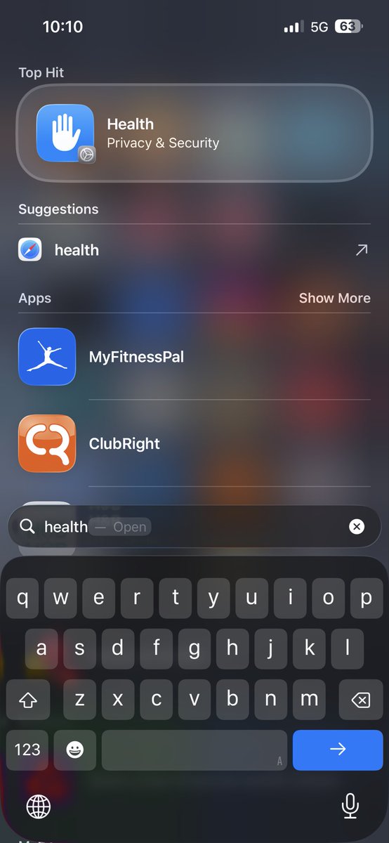 HighOctaneHero_'s tweet photo. @Mattmaximo It can’t find the ‘health’ app. It’s crazy. This has been the case for over a year now. https://t.co/ZswF9KEpVR