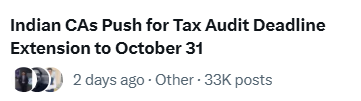 R_N_Vaghani's tweet photo. 33,000 CAs 
One Demand

Extend   
TAR Due date - 31st Oct

Trending Since Last 2 Days.
Keep Raising Your Voice Strongly. https://t.co/Kr1PtTHpfG