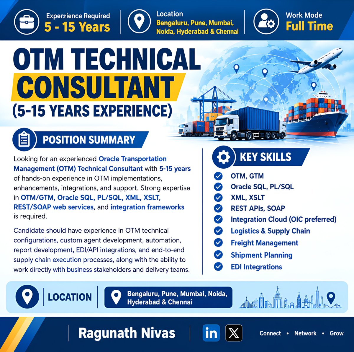 RagunathNivas's tweet photo. Hiring For OTM Technical Consultant

Stay Connected For Upcoming Requirements https://t.co/DIi5eR1aCZ