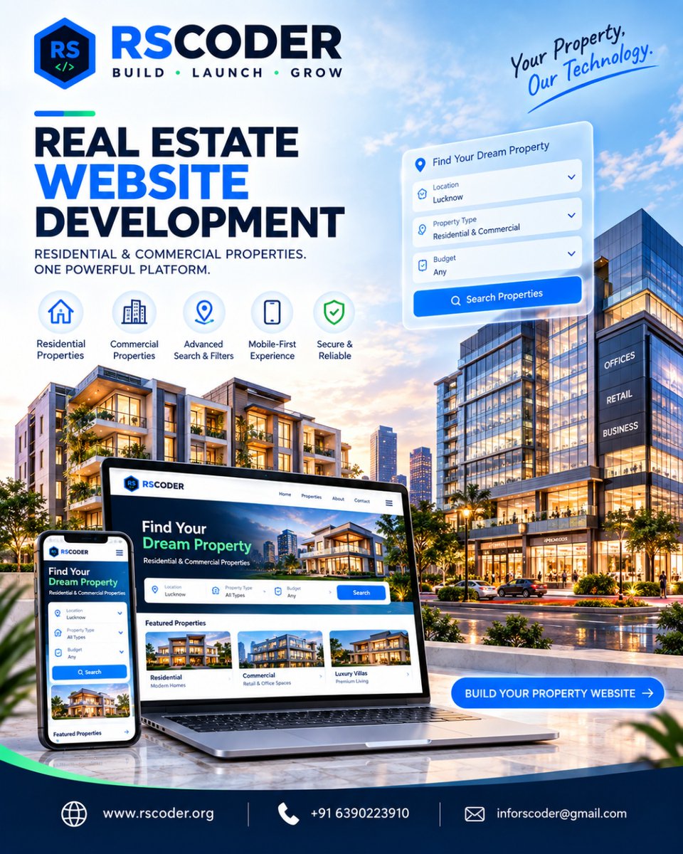 Rscoder8's tweet photo. 🏡 Your Property. Our Technology.

Build a modern Real Estate Website for residential &amp; commercial properties with:

🔎 Smart Search
🏢 Property Listings
📱 Mobile-First Design
💬 WhatsApp Leads
🌐 https://t.co/H4Sp5Svecz
📞 +91 6390223910
#RealEstate  #WebDevelopment https://t.co/3z3Np09UUN