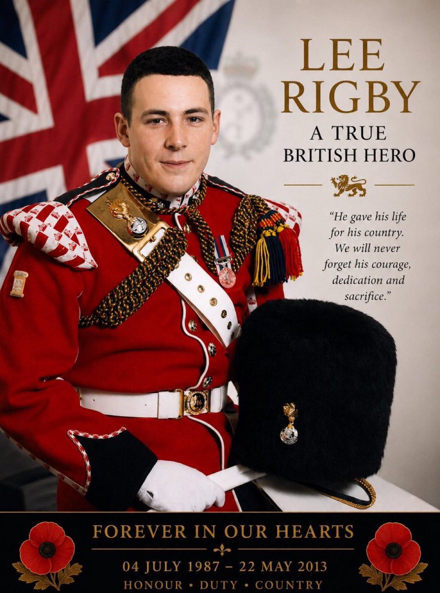LeePheonix360's tweet photo. This is Lee Rigby 

He was brutally murdered on a street in the UK 🇬🇧 

He is a hero 

Never forget him 

RIP Lee 🕯️🕯️🕯️🕯️ https://t.co/GY2LovWQL3