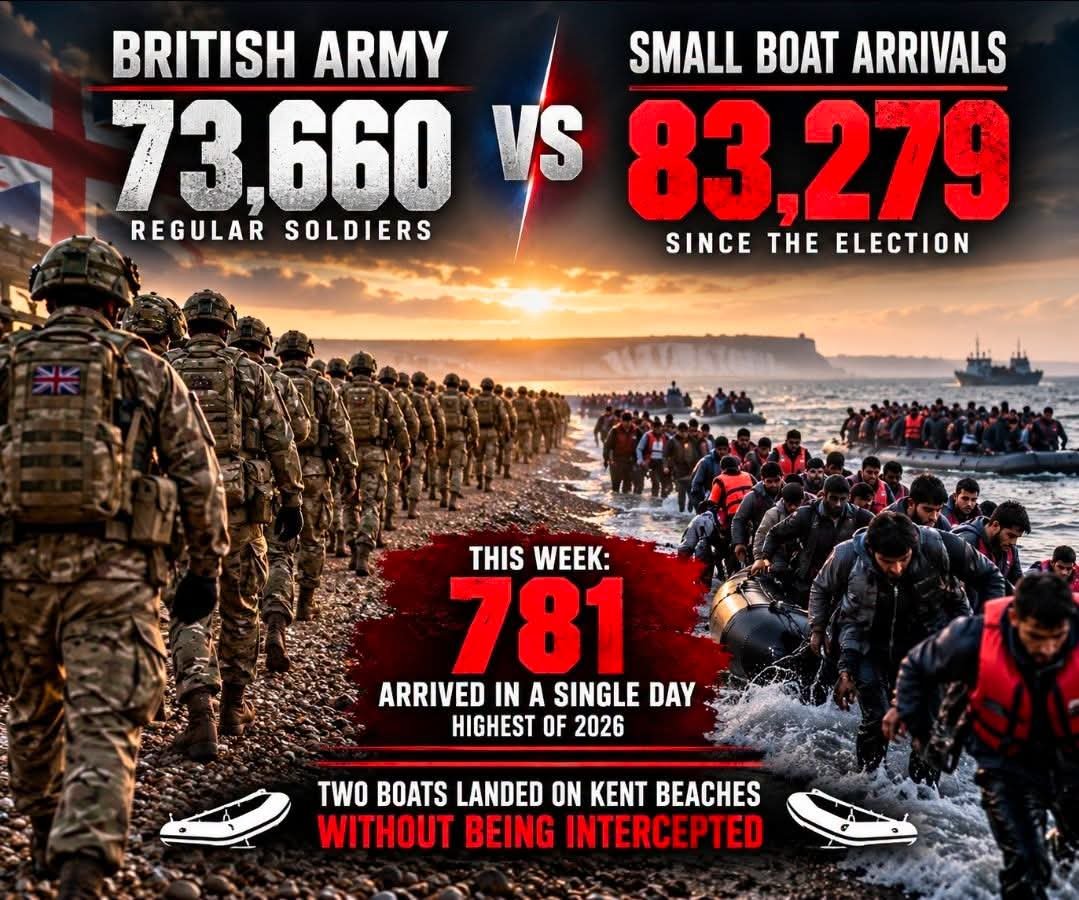 SPT1603's tweet photo. If this doesn’t concern you, it should.

83,279 small-boat arrivals since the general election. 781 in a single day this week. Home Office figures confirm the 781 figure. 

The British people have EVERY RIGHT to question what is happening, to demand answers from their @UKLabour government and to peacefully protest about immigration policy and how taxpayers' money is being spent.

We  are angry. We feel ignored. And simply dismissing or insulting those concerns will not make them disappear @ShabanaMahmood @andyburnham

This country is becoming a tinderbox of frustration and anger, and every @UKLabour MP should understand the responsibility they carry for the decisions their government makes.

Listen to people. Answer their questions. Get control of the borders.

Because continually telling the public to shut up while expecting them to keep picking up the bill is no answer at all. 🇬🇧

#stoptheboats #labourout