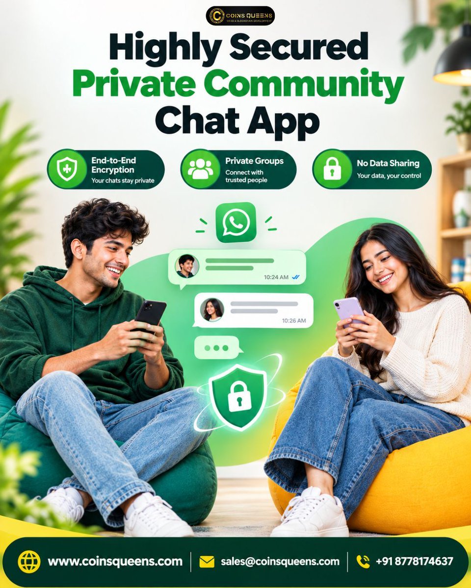 CoinsQueens's tweet photo. Build a Highly Secured Private Community Chat App designed for meaningful conversations, trusted communities, and secure communication >> https://t.co/LjqGtkxx0W
Connect with Our Expert Team For More Info:
WhatsApp:https://t.co/U1NJ347h1n
#whatsappcloneappdevelopment https://t.co/W9tD5XtRqN