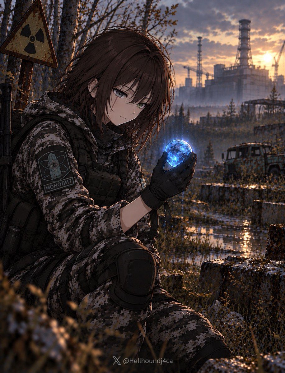Hellhoundj4ca's tweet photo. I’ve wanted to create an original character based on the *S.T.A.L.K.E.R.* game for a long time-specifically a female character with this exact look. This is just a rough sketch generated by an AI; For now, this is how she looks; her name is Agatha. https://t.co/cDv84NuUnh