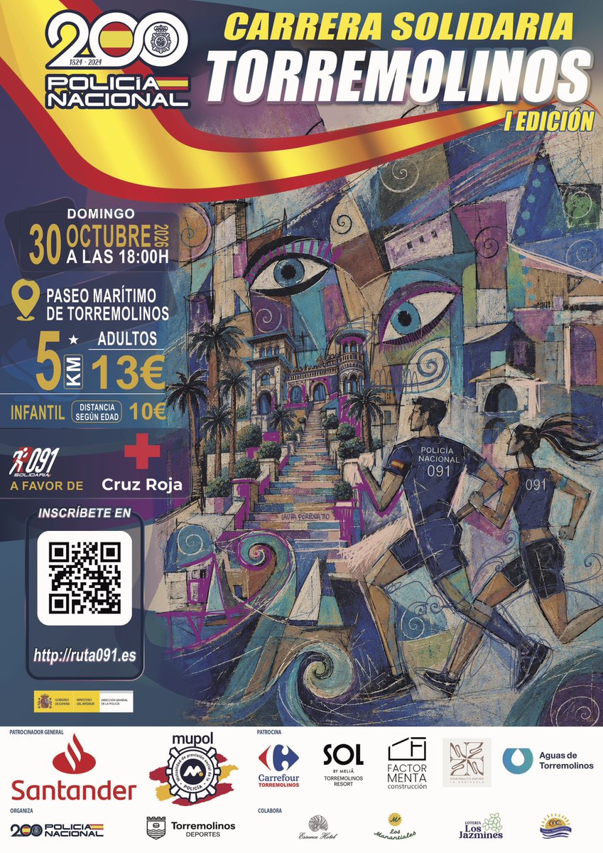CREMalaga's tweet photo. Esta semana se presentó el cartel de la Carrera Solidaria de la Policía Nacional en Torremolinos, que se celebrará el 30 de octubre y cuya recaudación será para Cruz Roja Torremolinos y sus proyectos sociales🥰

Inscripción: https://t.co/WtEQmWID2h https://t.co/s2yOrxgHvS