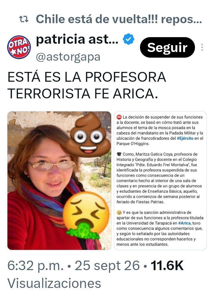 m_tellezt's tweet photo. LA PROFESORA DE ARICA QUERIA SER FAMOSA..
AHÍ ESTÁ...
a reclamar a la FIFA ahora. https://t.co/J2Rgj98OFY
