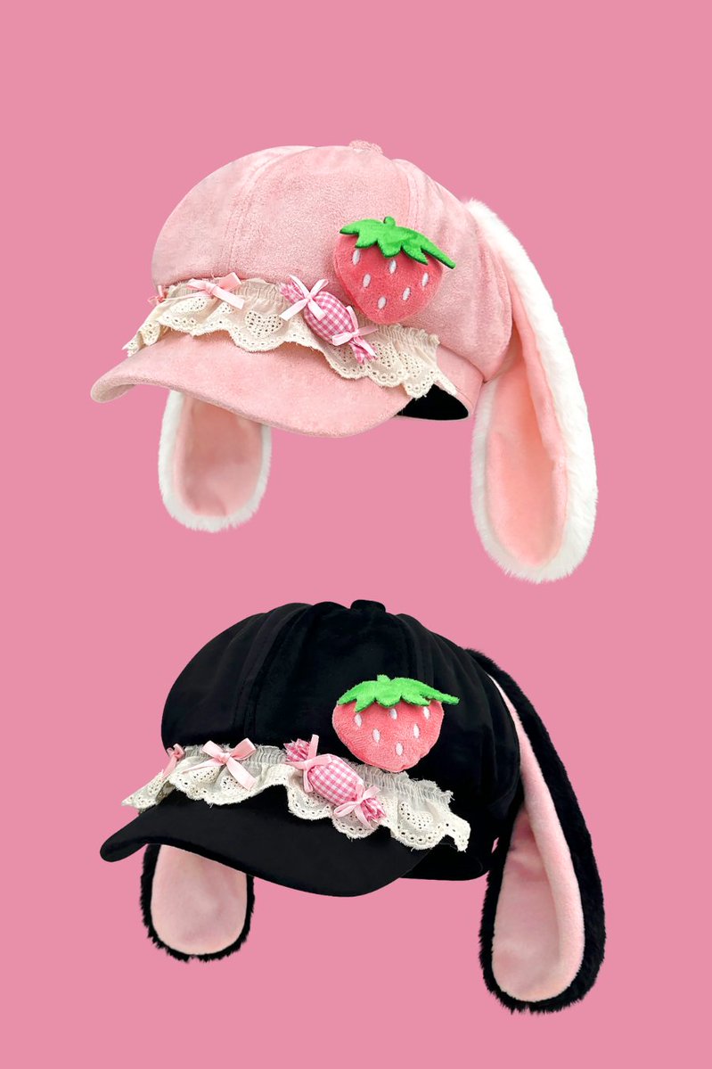 LilyBlack_shop's tweet photo. 🍓🐰いちごとキャンディのうさ耳キャップ🐰🍓 https://t.co/RH32OC9T9U