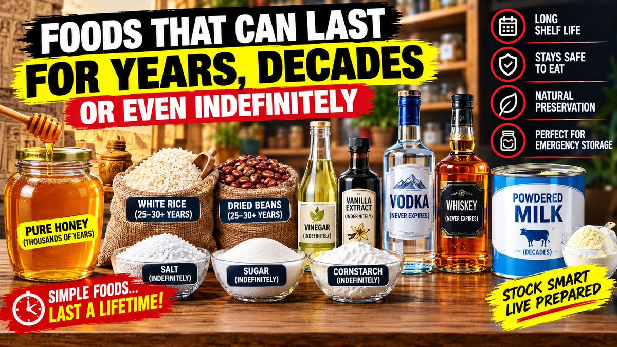 MdAkter12394103's tweet photo. 14 Foods That Never Expire (Some Last Thousands of Years!)๐ฏ๐พ๐ฅ#FoodStorage #EmergencyPrep #PantryStaples #FoodFacts #LongLastingFood #SurvivalFood #FoodPreservation #Prepping #FoodTips #KitchenHacks #FoodScience
Watch now๐คhttps://t.co/q3wkdSxm9J https://t.co/wfnA6w0UFO