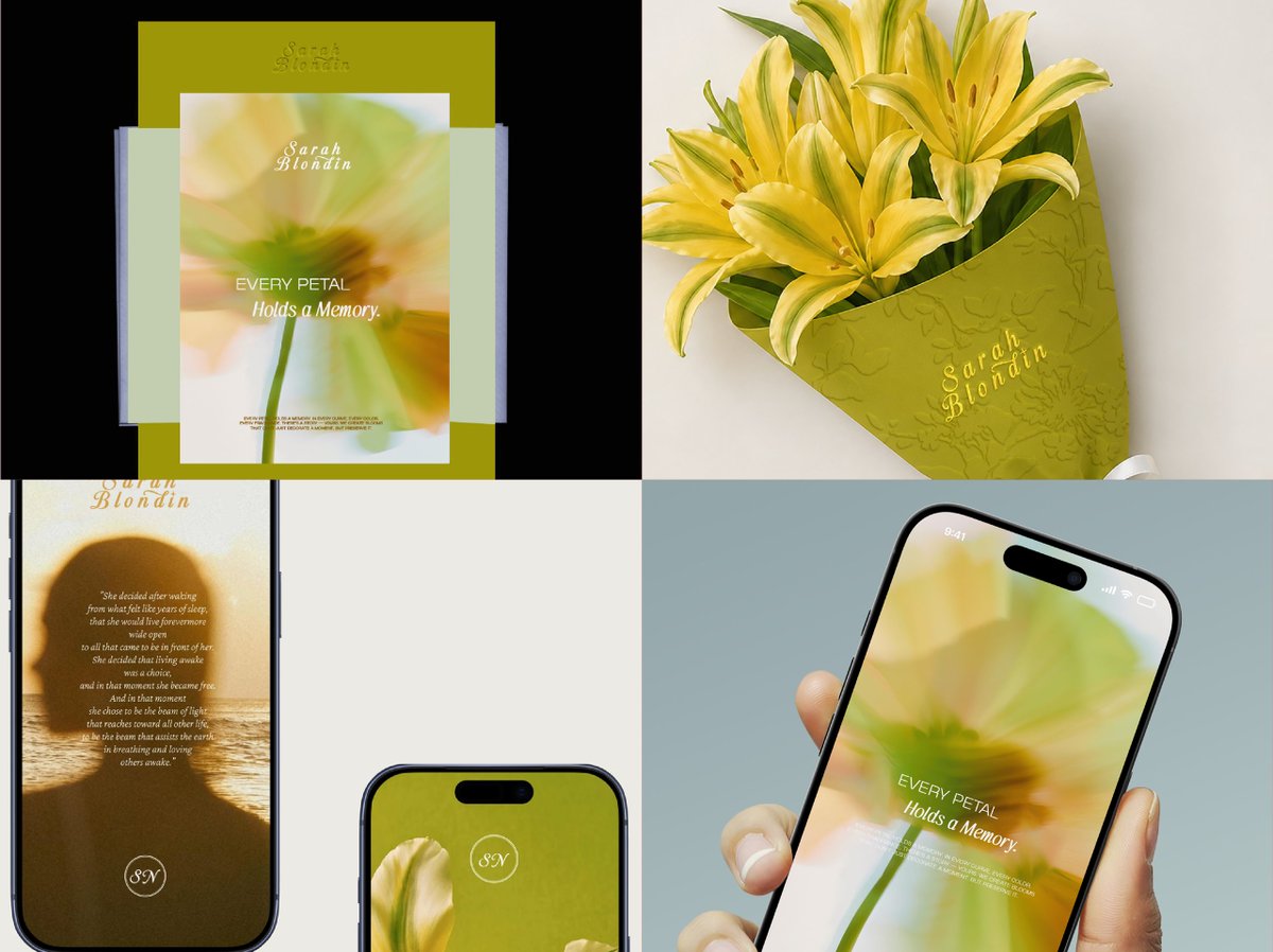 Mohamedkh_9's tweet photo. The strategy focused on translating Branding Sarah’s emotional and poetic voice into a visual language that felt quiet, grounded, and timeless Now, let’s explore the details of this world together. https://t.co/5n61PWHvss