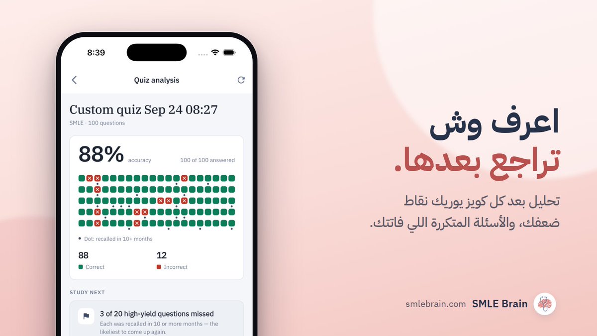 smlebrain's tweet photo. اقوى تطبيق لتجهيز SMLE ❤️‍🔥🧠🩺

📝اسالة MG/GB كامله منقسمة على التخصص والمادة بدون اشتراك

⚡️فلتر للتخصص، المادة، الشهر عشان تقوي نفسك على نقاط الضعف

🩻تدريب على اسئلة الصور بطريقة سريعة وسهلة وواضحة

🔎 بحث اسالة

متوفر على الايفون والايباد والاندرويد
📲 https://t.co/igHci4Y4Rd https://t.co/vou2OHMBpR