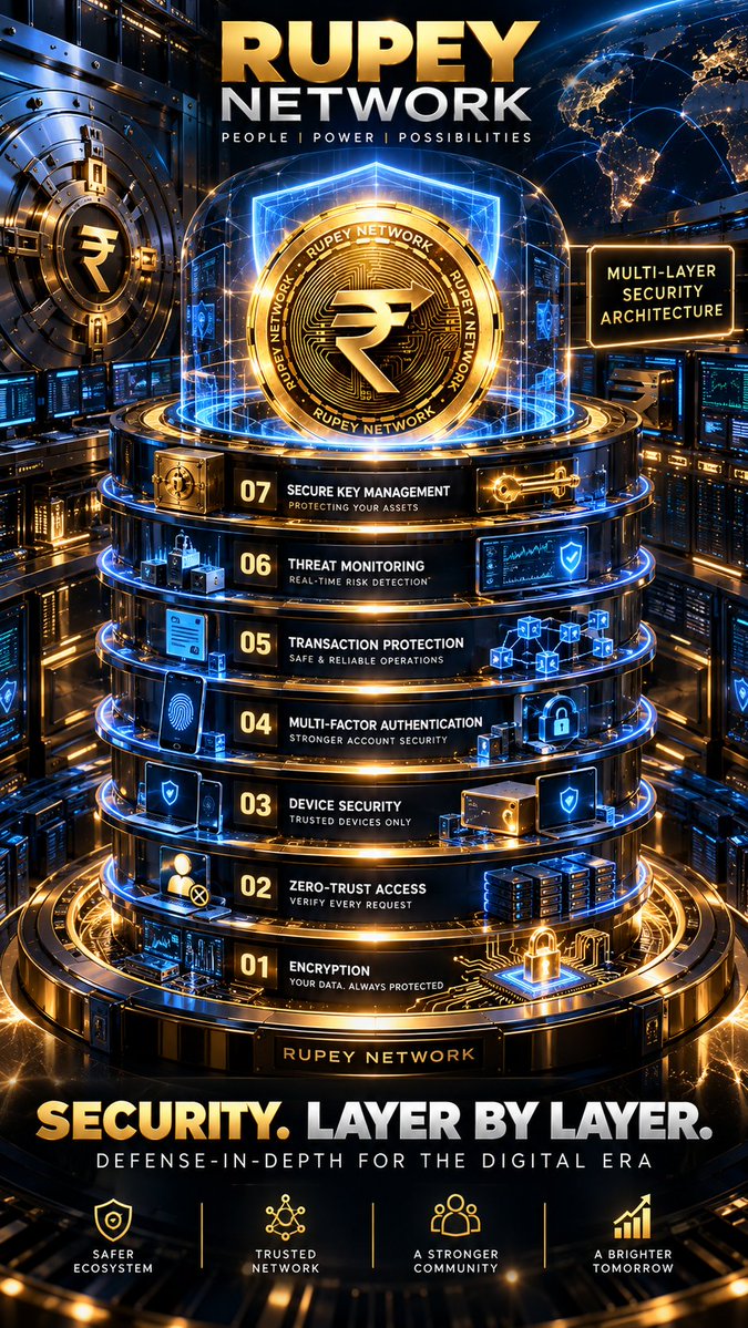 Rupeynetwork's tweet photo. One layer can fail. Multiple layers are built to stand together.
🔐 Defense in depth
🌐 Trusted infrastructure
⚡ Digital-first security
RUPEY NETWORK — SECURITY. LAYER BY LAYER.
#RupeyNetwork #Web3 #Blockchain #Security #FutureOfFinance #LaMañanaConMoria https://t.co/znEUXEXlWz