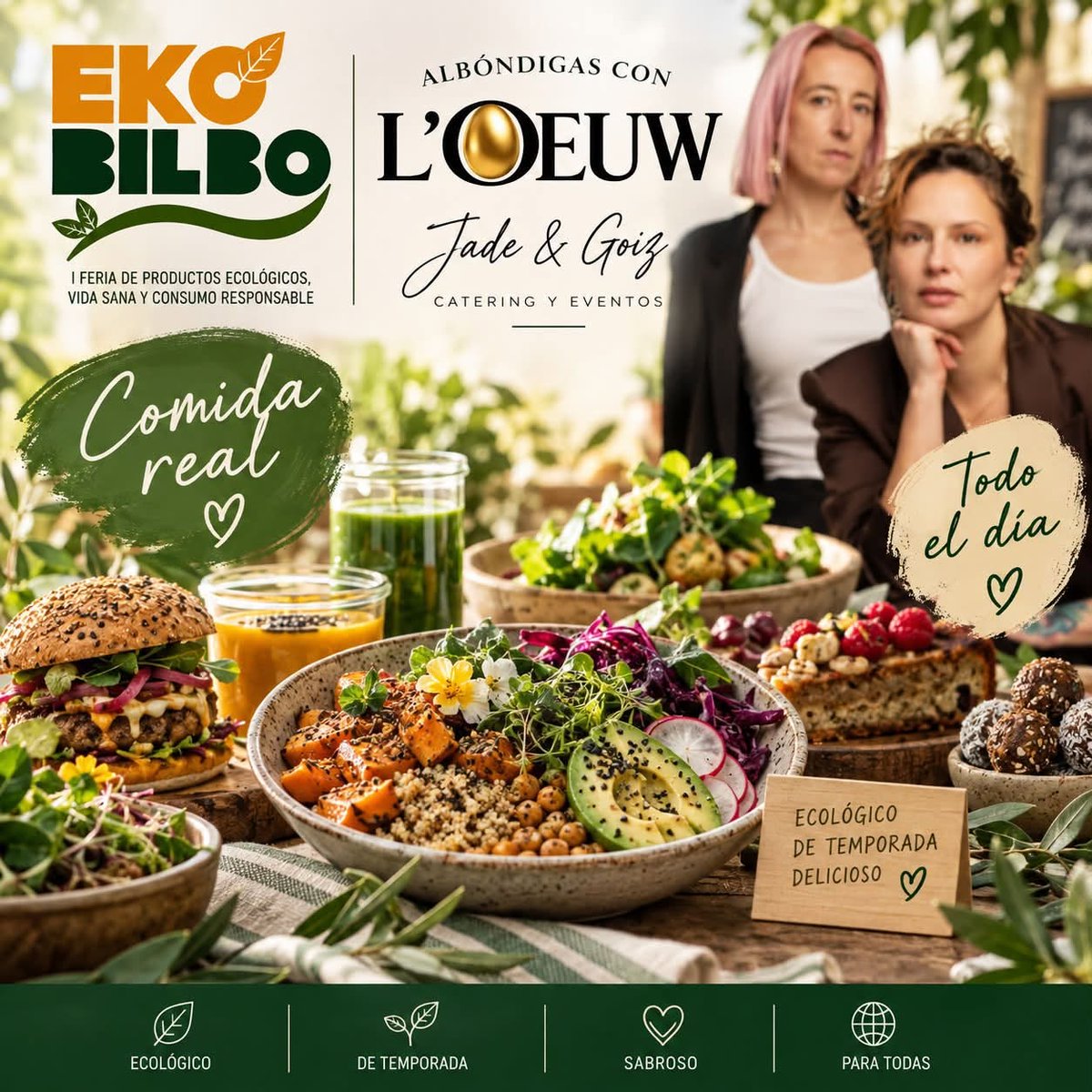 Bioarabaferia's tweet photo. Este año #Jade &amp; #Goiz · #Albóndigas con L’Oeuw estarán con nosotros en la feria, preparando propuestas para #comer, #merendar o cenar elaboradas con productos #ecológicos y de temporada.
Porque venir a #EKOBILBO también tiene que ser un placer para el paladar. En @Euskalduna_eus https://t.co/OMfy6ELptj