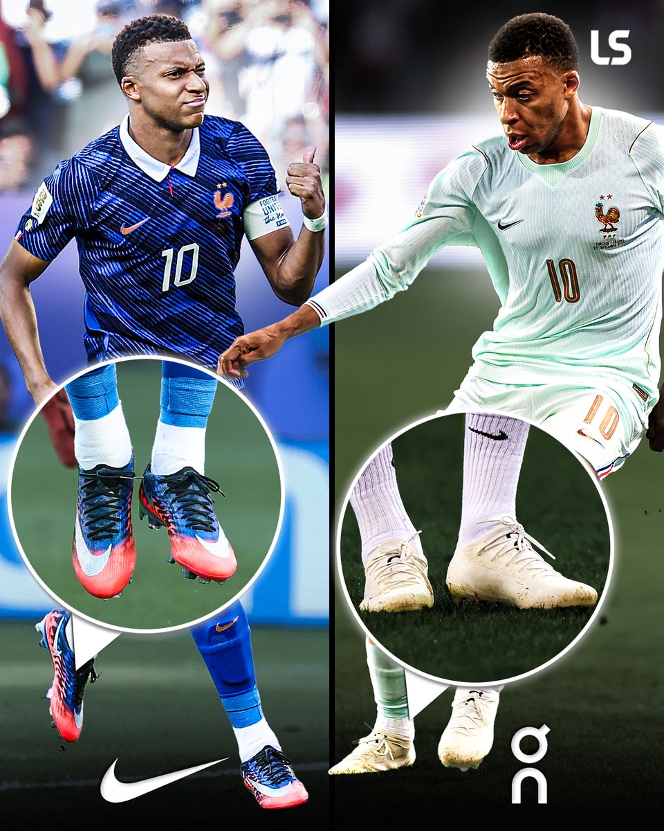 livescore's tweet photo. Kylian Mbappé isn't the first megastar to swap a 𝙜𝙞𝙖𝙣𝙩 boot brand for one on the rise 🥶📈

A new era of boot deals is here ✨ https://t.co/sWf9Cnnj2N
