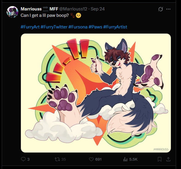 marriouss's tweet photo. Hey everyone! Big favor, PLEASE report the account @Marriouss12 
 This person is stealing my work, pretending to be me, and scamming people out of money. Don't fall for it and stay safe. Thanks! <3 https://t.co/mLbERv4iGs