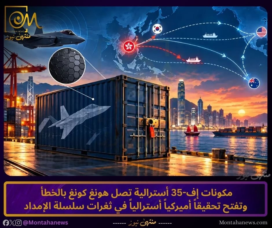 MontahaNews's tweet photo. ✈️ مكونات إف-35 أسترالية تصل هونغ كونغ بالخطأ وتفتح تحقيقاً أميركياً أسترالياً في ثغرات سلسلة الإمداد...

فتحت أستراليا والولايات المتحدة تحقيقات بعد وصول شحنة تضم أجزاء من مقاتلة إف-35 لايتنينغ 2 إلى هونغ كونغ، رغم أن الشحنة غادرت أستراليا أواخر مايو 2026 وكانت متجهة إلى الولايات المتحدة للفحص أو الإصلاح أو التخلص منها.

وضمت الشحنة قبة قمرة القيادة وباب حجرة الأسلحة، وهما مكونان يرتبطان بخصائص التخفي في المقاتلة. وكانت الشحنة قد توقفت في كوريا الجنوبية قبل أن يتغير مسارها وينتهي بها المطاف في هونغ كونغ.

حتى تقارير 24 و25 سبتمبر، لم تكن هذه الأجزاء قد أُعيدت، بينما تتركز المخاوف حول إمكانية دراسة المواد الماصة للرادار المستخدمة فيها.

وتواصل أستراليا والولايات المتحدة جهود استعادة المكونات، بالتزامن مع التحقيق في الثغرات التي سمحت بتغيير مسار الشحنة، والعمل على وضع إجراءات تمنع تكرار الواقعة مستقبلًا.