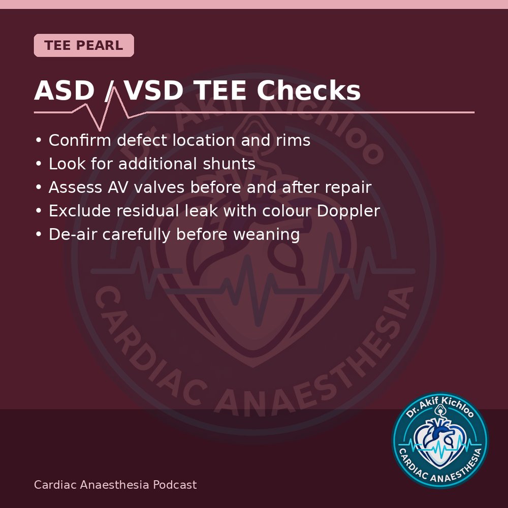 akifkichloo's tweet photo. Blood &amp; Devices
BIS on bypass, Fontan principles, TOF priorities, ASD/VSD TEE checks.
Cardiac Anaesthesia Podcast
#CardiacAnaesthesia #CardiacAnaesthesiaPodcast #MedEd #CardiacOR https://t.co/LN63uRztSl