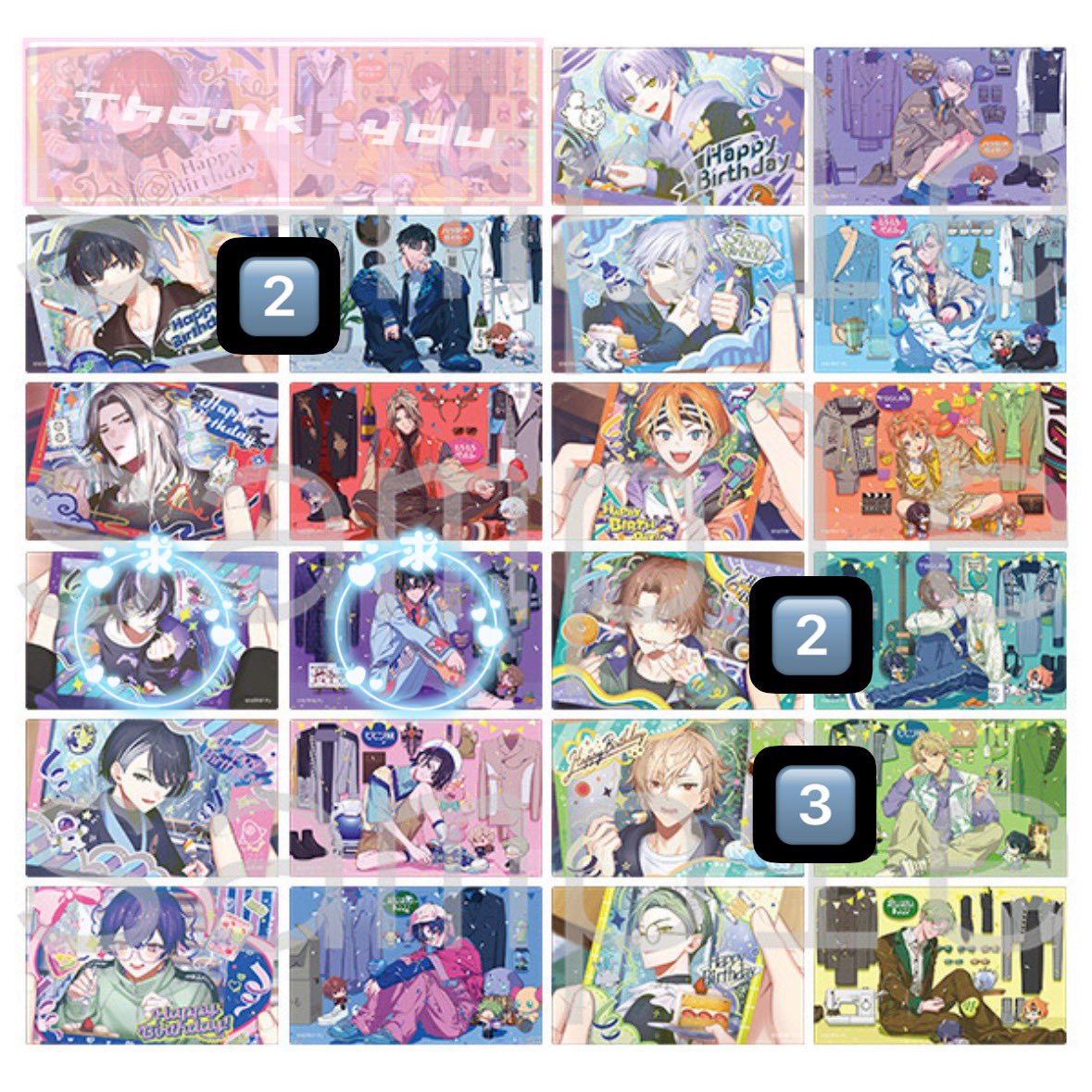 Y79uj's tweet photo. 【交換／仮約束】エイトリ 18trip オーロラカードコレクション

譲｜可不可、雪風、礼光、添(2)、あく太、七基(2)、潮(3)、宗氏

求｜季肋

●現地or事後通販にて4BOX購入予定
●チケット当選すれば初日現地
●キャラ毎前後セットでの交換

数字記載のものは残枠です
お気軽にお声掛けください🙂‍↕️ https://t.co/R5Xaw1IlrU