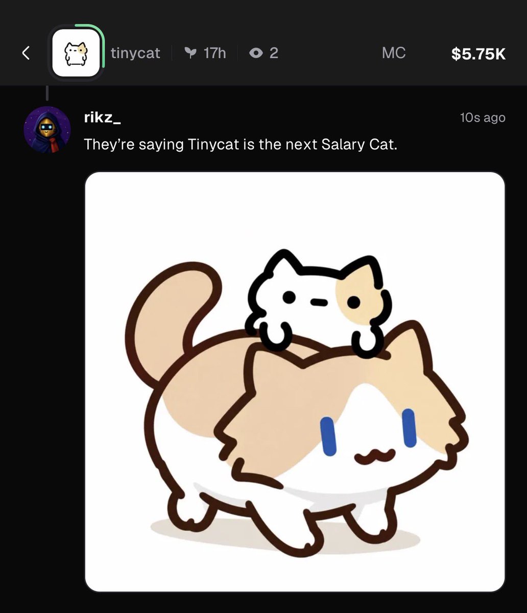 kenAbz's tweet photo. They’re saying Tinycat is the next Salary Cat 🔥

6hzyHMwR1S2wAbPfDjTcQtM5fTq4XZBWFTRSdTsvZ2DH https://t.co/ujL8X2U9yc