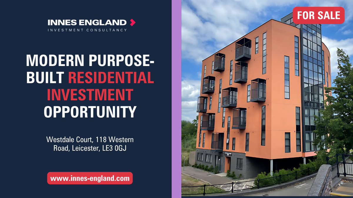 InnesEngland's tweet photo. FOR SALE | WESTDALE COURT | LEICESTER
Residential investment opportunity comprising 15 apartments and 58 bed spaces, generating £217,140 gross rental income pa. Close to #DeMontfortUniversity and #Leicester city centre. For further info, please contact Ben Robinson or Aman Verma https://t.co/LfLfkeLGS7