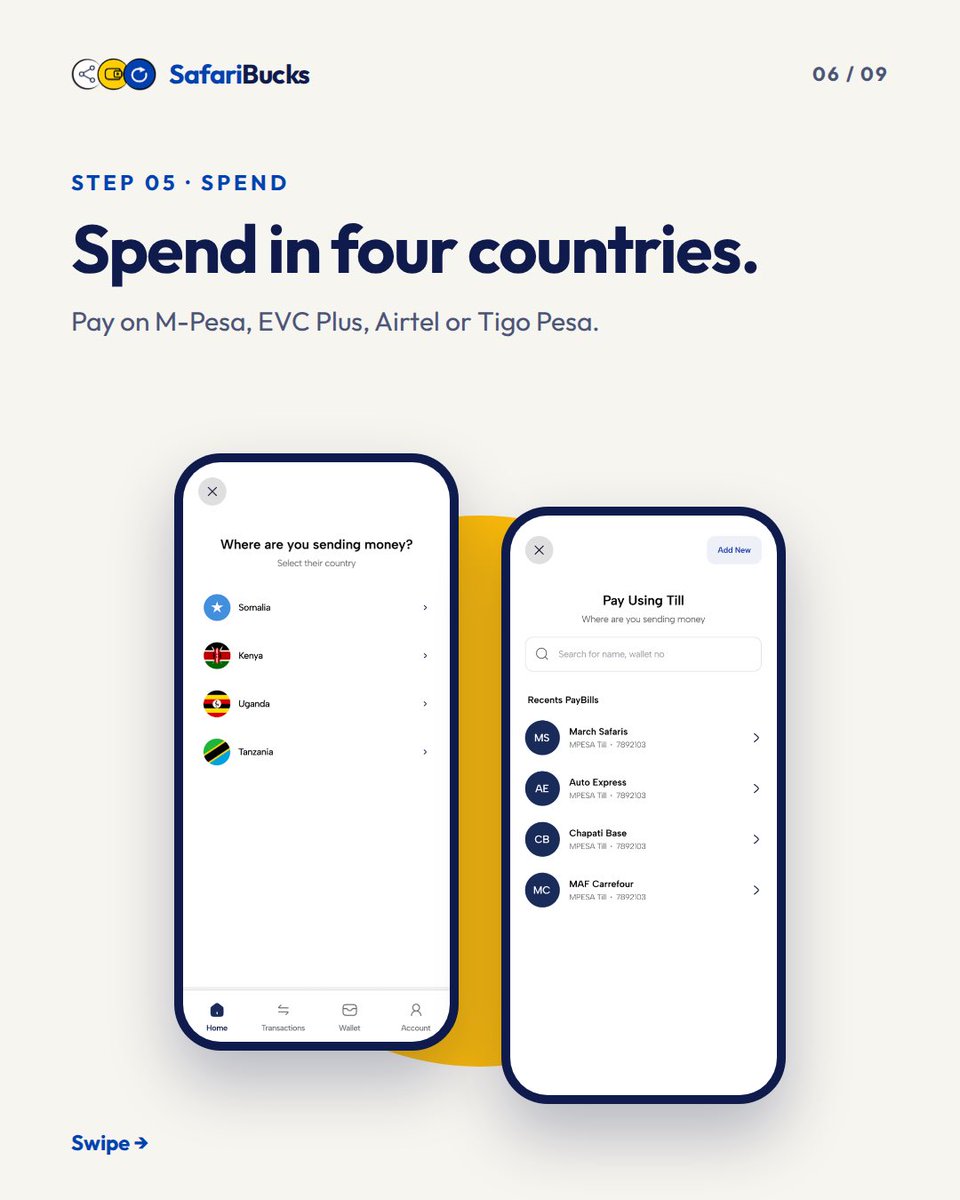 Safaribucks_'s tweet photo. Introducing @Safaribucks_ 
The digital wallet built for East Africa. Top up by bank, mobile money or card, and spend anywhere across 🇰🇪🇺🇬🇹🇿🇸🇴: M-Pesa, Airtel, Tigo, EVC Plus.
One wallet. Every border.
Join the waitlist 👉 https://t.co/3D5XJKhOly https://t.co/kbnkK5ZWHX