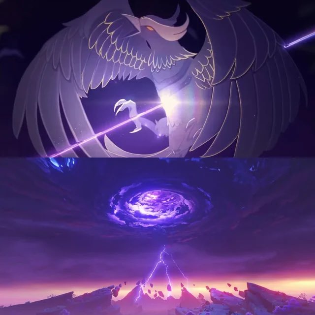 HourlyTeyvat's tweet photo. 🚨 STORY LEAKS/SPOILERS 🚨

Travelers will get to summon the Raiden Shogun during the thunderbird (Kanna) fight.

Via Team Rhinedottir ❄️ https://t.co/UvwNn4KFBs