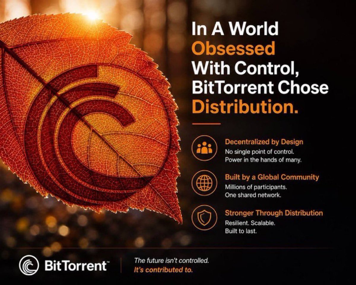 cryptofanz12's tweet photo. 𝗕𝗶𝘁𝗧𝗼𝗿𝗿𝗲𝗻𝘁: 𝗔 𝗗𝗶𝗳𝗳𝗲𝗿𝗲𝗻𝘁 𝗠𝗼𝗱𝗲𝗹 𝗙𝗼𝗿 𝗧𝗵𝗲 𝗜𝗻𝘁𝗲𝗿𝗻𝗲𝘁

Much of the internet’s infrastructure was built around centralized systems — one platform, one provider, or one point of control.

BitTorrent introduced a different model.

Rather than depending on a single central authority, its peer-to-peer architecture allows participants to share resources and distribute data across a network.

𝗙𝗿𝗼𝗺 𝗖𝗲𝗻𝘁𝗿𝗮𝗹 𝗖𝗼𝗻𝘁𝗿𝗼𝗹 𝗧𝗼 𝗡𝗲𝘁𝘄𝗼𝗿𝗸 𝗣𝗮𝗿𝘁𝗶𝗰𝗶𝗽𝗮𝘁𝗶𝗼𝗻

A distributed network changes how infrastructure can operate.

📍 Resources can be shared across participants
📍 Data can move through a peer-to-peer network
📍 Participation is not limited to a single central provider
📍 Network capacity can grow through additional participants

The idea extends beyond file sharing.

It represents a broader approach to digital infrastructure where networks can be built through participation, coordination, and resource sharing.

𝗧𝗵𝗲 𝗕𝗶𝗴𝗴𝗲𝗿 𝗜𝗱𝗲𝗮

Decentralization is ultimately about how networks are structured.

When infrastructure is distributed across participants, control and responsibility can also be distributed across the network.

BitTorrent has demonstrated this peer-to-peer model for years, and its broader ecosystem continues to explore how decentralized infrastructure can support the next generation of digital services.

The internet’s future is not necessarily about replacing every centralized system.

It is also about creating more distributed alternatives where participation, resource sharing, and network coordination can play a larger role.

@BitTorrent @trondao @justinsuntron

#TRONEcoStar