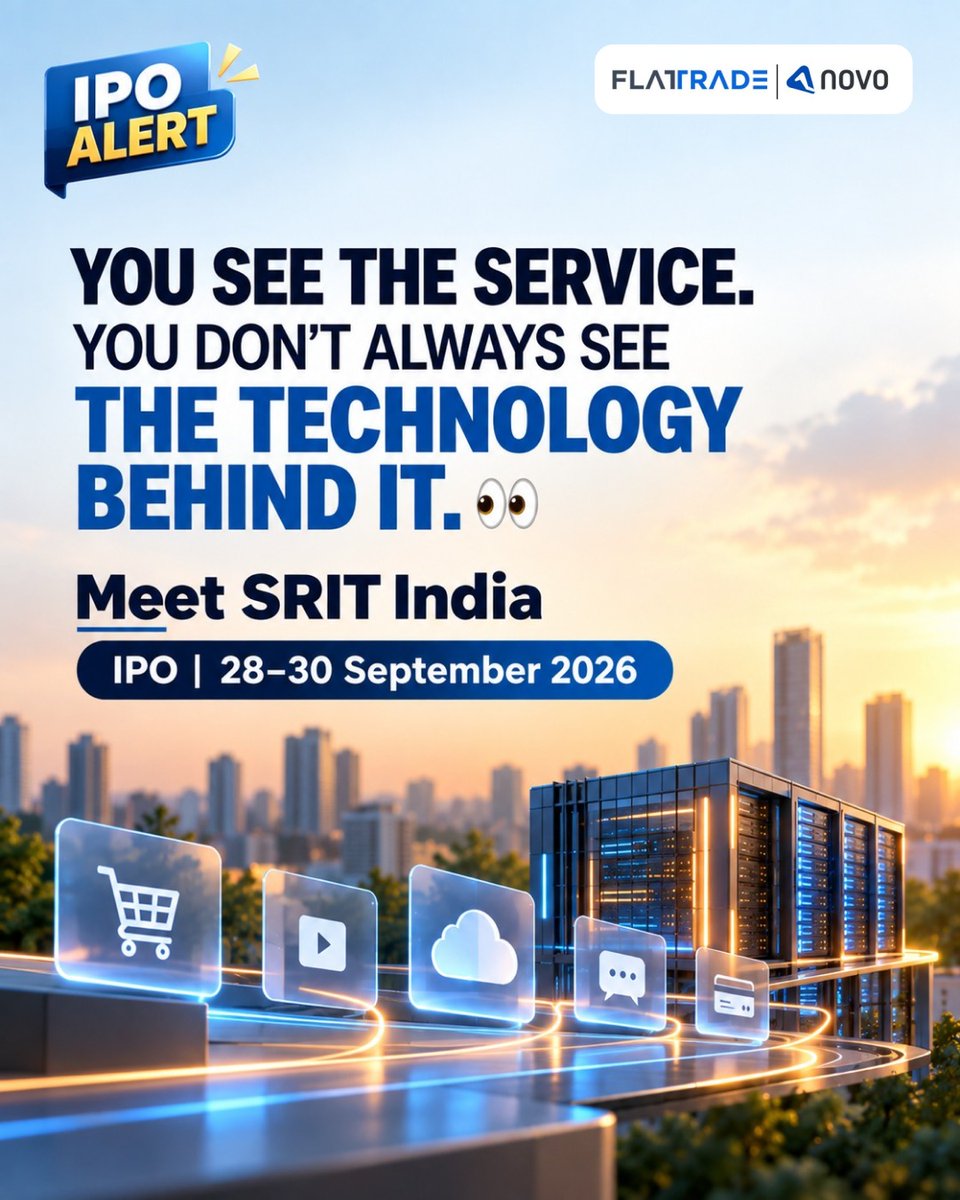 Flattradein's tweet photo. SRIT India IPO
An IT and IT-enabled services company providing digital solutions, application development and systems integration across healthcare, e-governance and telecommunications.
Apply: https://t.co/n2aGMGzlER
#SRITIndiaIPO #flattrade #novo #IPO #zerobrokerage https://t.co/YivllUArZG