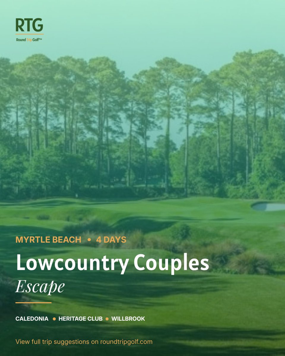 roundtripgolf's tweet photo. Lowcountry golf + coastal evenings for two.

4 days. Caledonia + Heritage + Willbrook. Pelican Inn nights + Marsh Walk sunsets.

Full trip → https://t.co/ml2TEzZv04

#MakeItARoundTrip https://t.co/PLWD7pWNbQ