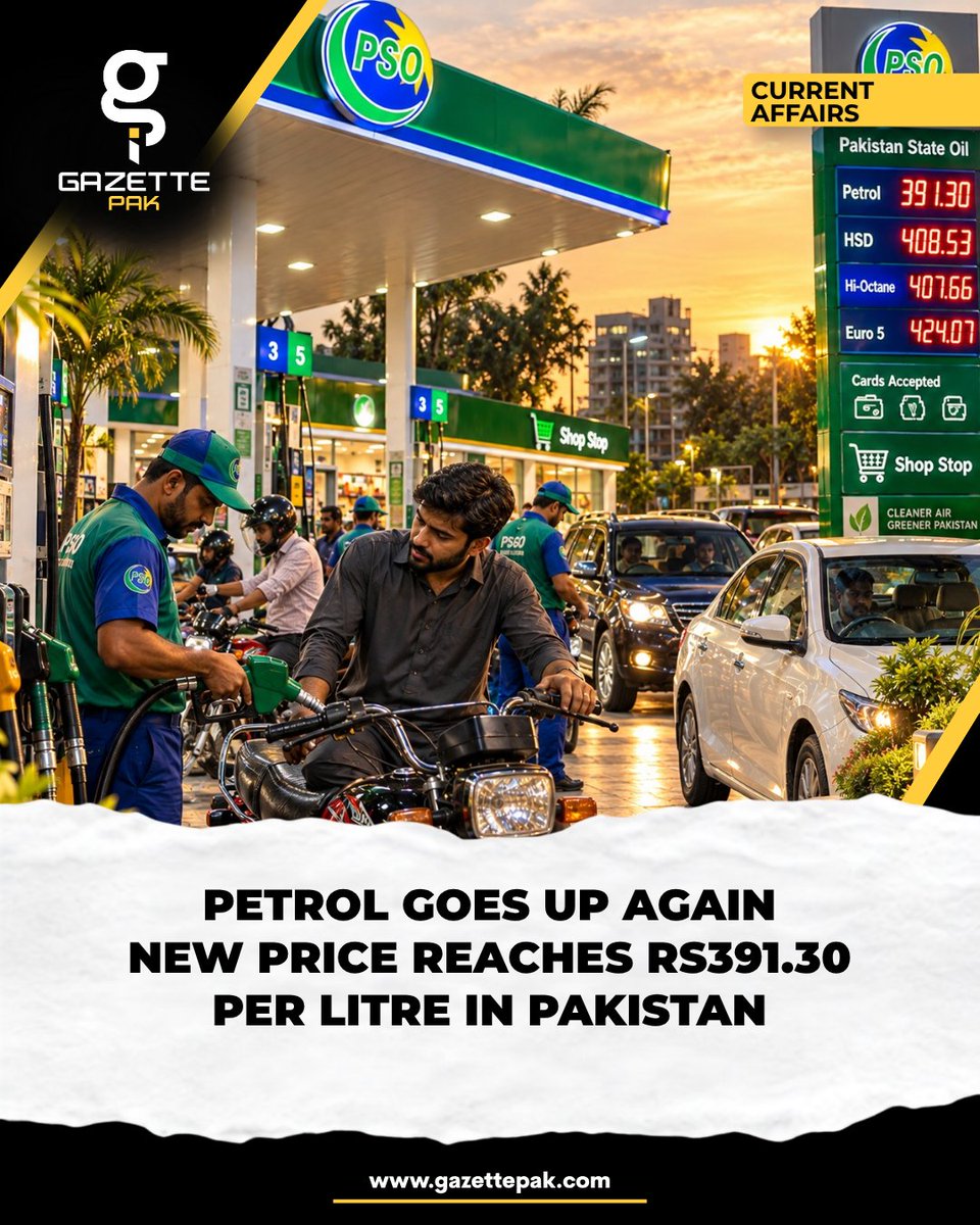 GazettePak's tweet photo. Fuel prices have changed again in Pakistan. Petrol has increased by Rs2.02 to Rs391.30 per litre, while high-speed diesel has dropped by Rs3.59 to Rs408.53 per litre. The revised rates are effective from September 26, 2026.

AI-generated visual used for illustration only https://t.co/AnJgNC6qL1