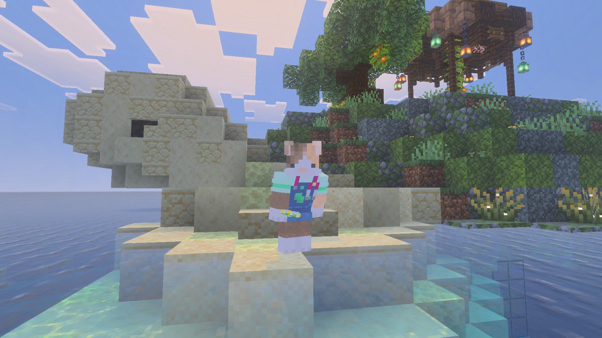 shinomamacraft's tweet photo. カメの島まで続く海中トンネル！
どうやって作るの？？

プレゼントいただきました💐✨
#BE街サバ https://t.co/G17uzonjor