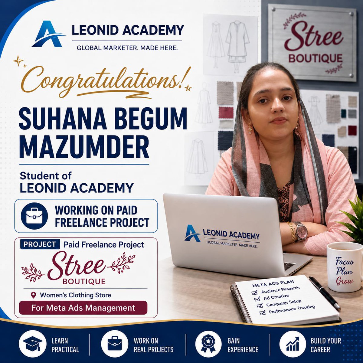 leonidsingha's tweet photo. Real Project. Real Practice.

Suhana worked on a practical Meta Ads project for Stree Boutique, gaining hands-on experience with campaign planning and digital marketing.

We’re also open to paid SEO &amp; digital marketing projects from businesses.

DM me to discuss

#MetaAds https://t.co/cHIwux9URm