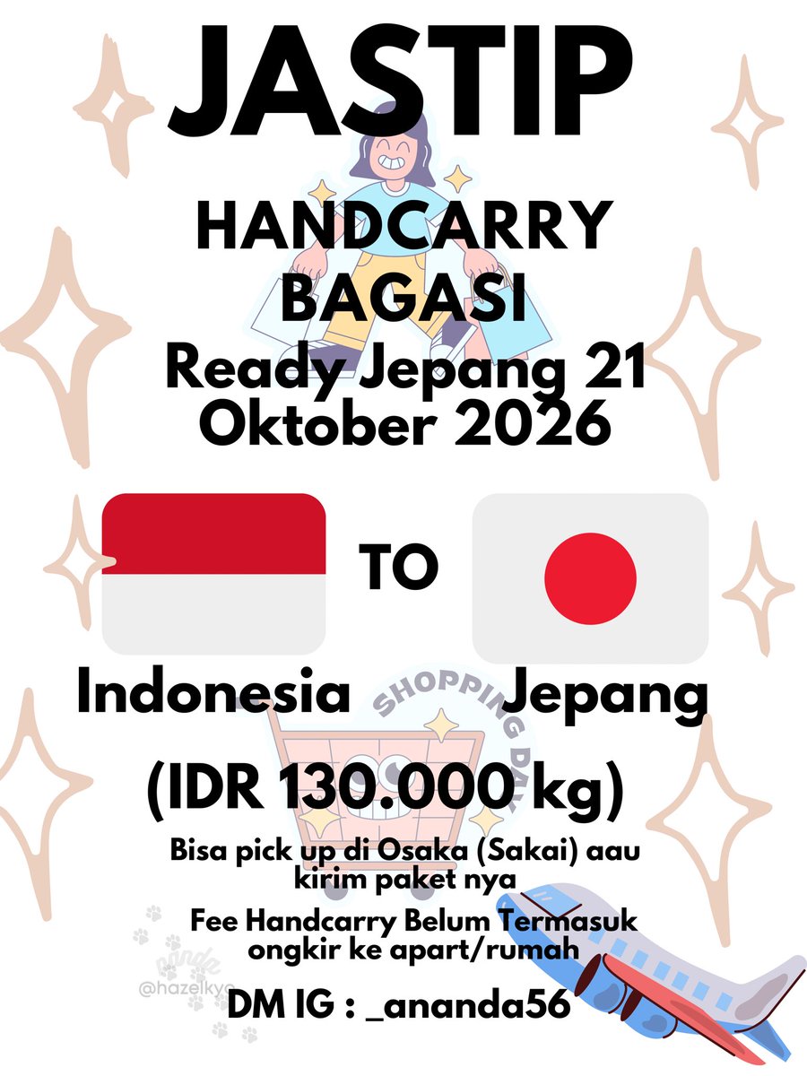 hazelkyo's tweet photo. Hai aku juga bakalan Buka handcarry bagasi indo-Jepang yaa :) 
Kalo ada yang berminat bisa langsung dm untuk t&amp;c nya 😃 https://t.co/FFYTNBYWcw