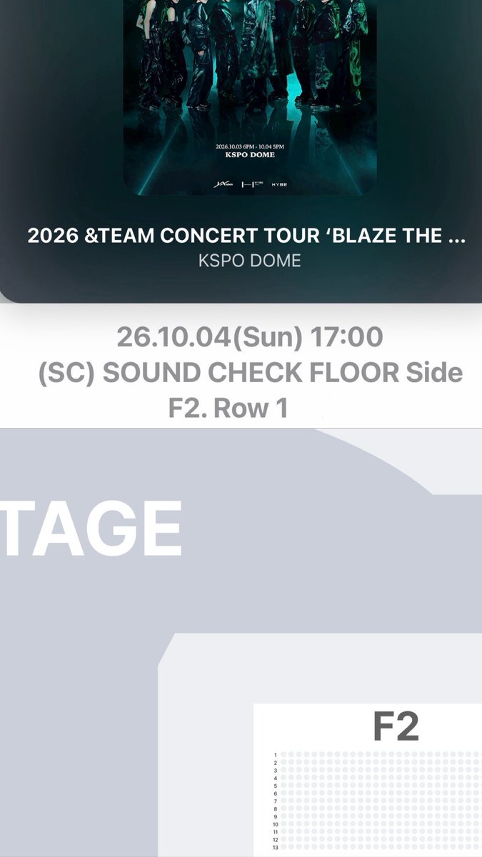 muu0138's tweet photo. 2026 &amp;TEAM CONCERT TOUR 【BLAZE THE WAY】IN SEOUL &amp;TEAM.  コンサートのチケットがあります 🎫 

2026/10/03-04

📍KSPO DOME

🎫在庫更新
⭐️SC席
⭐️MG席

DMまで
#andTEAM #ASIATOUR_BLAZETHEWAY #BLAZETHEWAY_INCHEON
 #韓国チケット #チケット代行 .. https://t.co/MFNewtGSuT