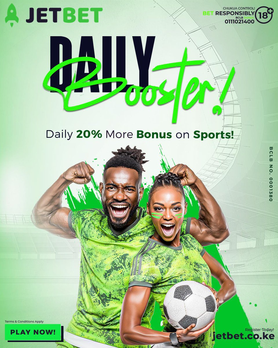 Mrphabrick's tweet photo. With JetBet WinPesa, sports fans can explore Daily Booster offers that add extra value to eligible sports bets. Always review terms before participating and play responsibly within your limits. #JetBetMagic. https://t.co/gnkk05JUZV