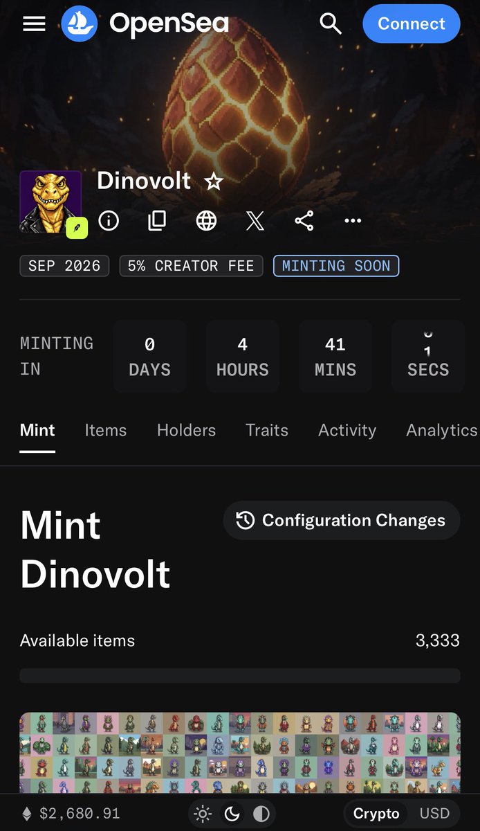 dinovolt_NFT's tweet photo. ⏰ 4 HOURS 41 MINS TO MINT

The egg is about to crack 🥚🦖

3,333 unique pixel-art dinosaurs, minting on @opensea

Set your reminder now 👇
https://t.co/lfXCKwowH7

💰 $DVOLT already trading: https://t.co/c4ULtItyIU

Almost time 👀

#Dinovolt #NFT #OpenSea https://t.co/JMIAe5Kh08