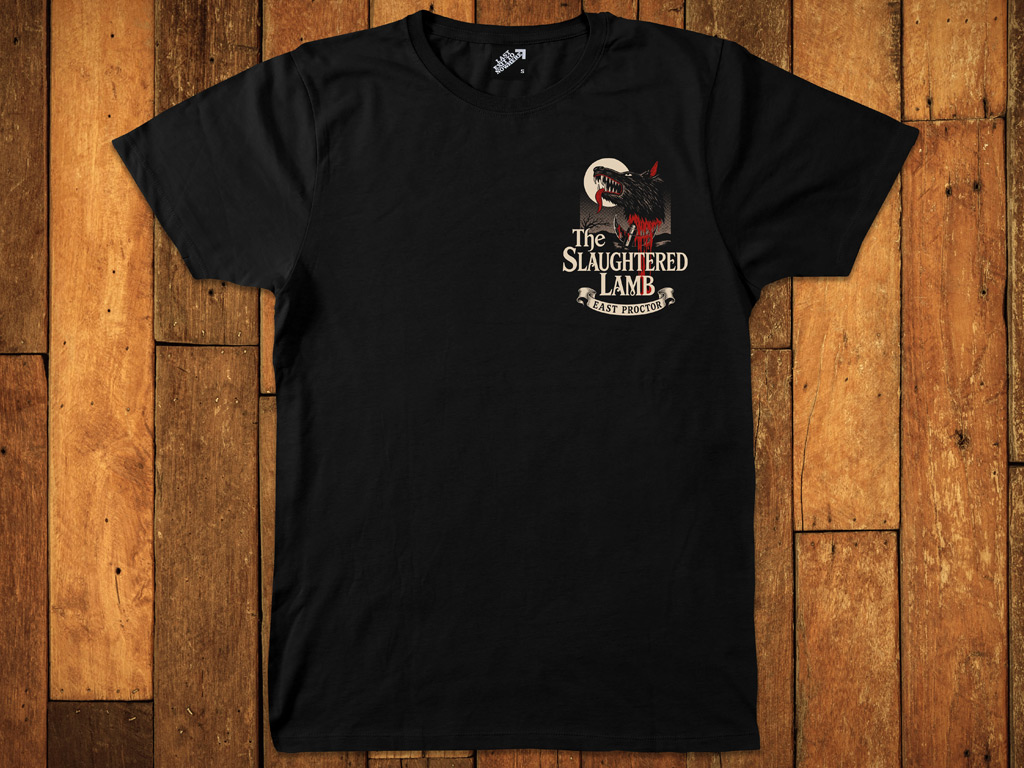 Slaughtered Lamb tee with breast and back print Last Exit To Nowhere