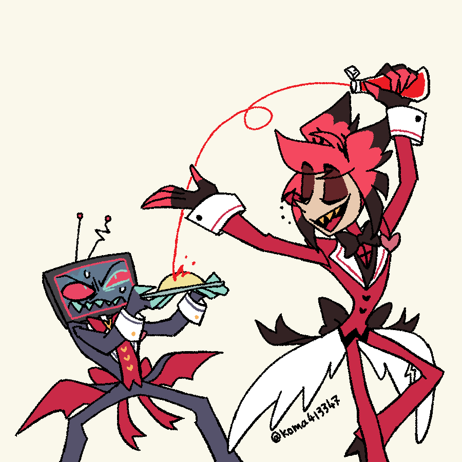 koma413347's tweet photo. 絵チャで描いたやつ。
レストラン・料理がテーマでした。
#SignalFriends
#HazbinHotelAlastor #HazbinHotelVox https://t.co/h7qPohSgZx