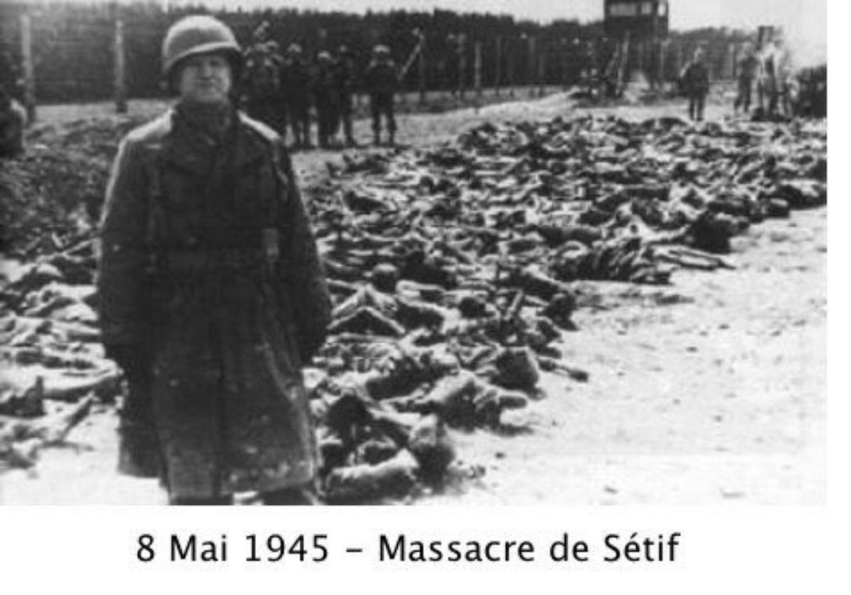 SankaraDispatch's tweet photo. On 8 May 1945, Europe was celebrating the defeat of Nazi Germany and the end of the war in Europe.

In French-ruled Algeria, however, Algerians were taking to the streets in Sétif, Guelma and Kherrata, demanding freedom and expressing support for Algerian independence.

The response from the French colonial authorities was swift and brutal.

French forces opened fire, and the repression that followed included killings, arrests, executions and collective punishment. 

European settler militias were recruited to help in the violence.

Rape of women and children was institutionalized.

Over 50,000 Algerians were killed. 

The hypocrisy of that moment is difficult to ignore.

Europe was celebrating liberation from fascism while millions of Africans remained under European colonial rule.

France was presenting itself as a defender of freedom and civilization, yet in Algeria, an African people demanding political rights and self-determination were met with bullets and repression.

And this was not an isolated episode. It became part of the long history of violence that ultimately culminated in Algeria's brutal war of independence against French colonial rule.

The Sétif, Guelma and Kherrata massacres remain a powerful reminder that the end of World War II did not mean the end of colonial oppression.

For Europeans, 8 May 1945 represented liberation.

For many Algerians, it became a day of mourning.

Never forget Sétif. Never forget Guelma. Never forget Kherrata.

Never forget the millions of Africans who were still fighting for the freedom Europe claimed to have won. 🇩🇿✊🏿