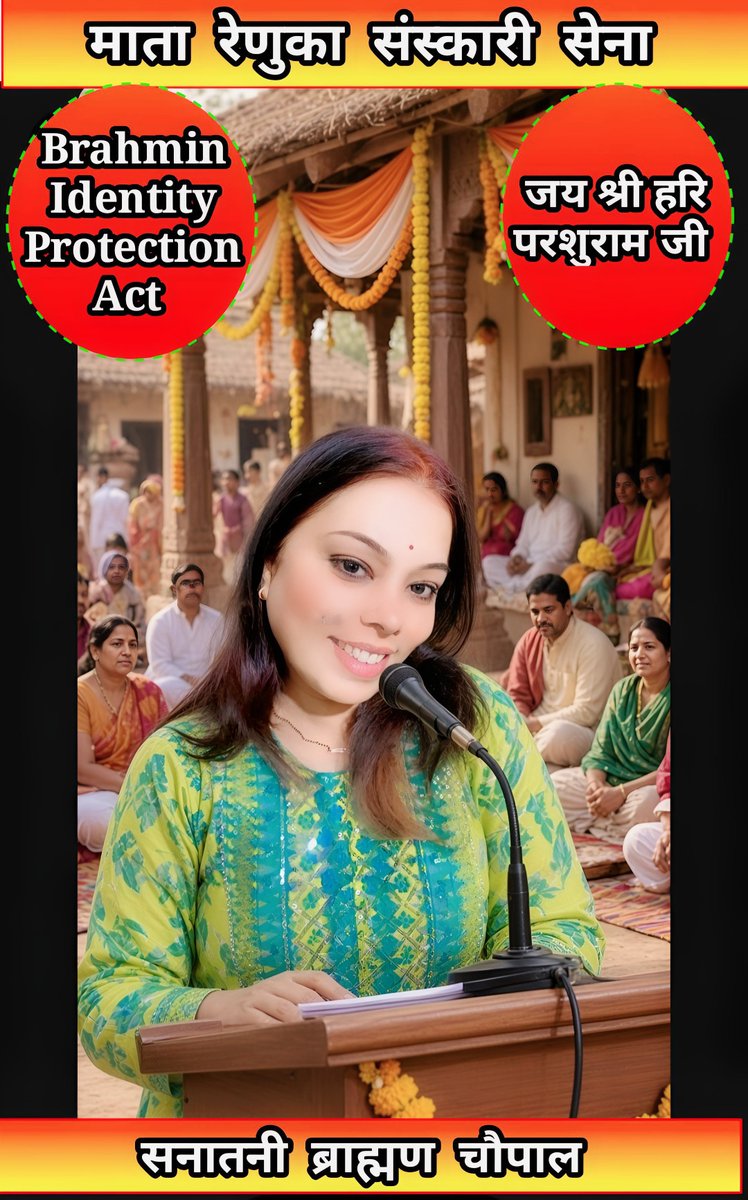 sanatnibrahmani's tweet photo. जय माता रेणुका जी 
वर्तमान की ब्राह्मण विरोधी शक्तियों से निपटने के लिए ब्राह्मणों को निज सुरक्षार्थ 
#Brahmin_Identity_Protection_Act की मांग को गंभीरता से प्रखर हो उठानी चाहिए।
माता रेणुका संस्कारी सेना 
@ipsjkishore08 
@SURYAJNP
@AjayDub10578 
@TripathiTi4072
@brajeshpathakup https://t.co/nPt3fRoQ3J