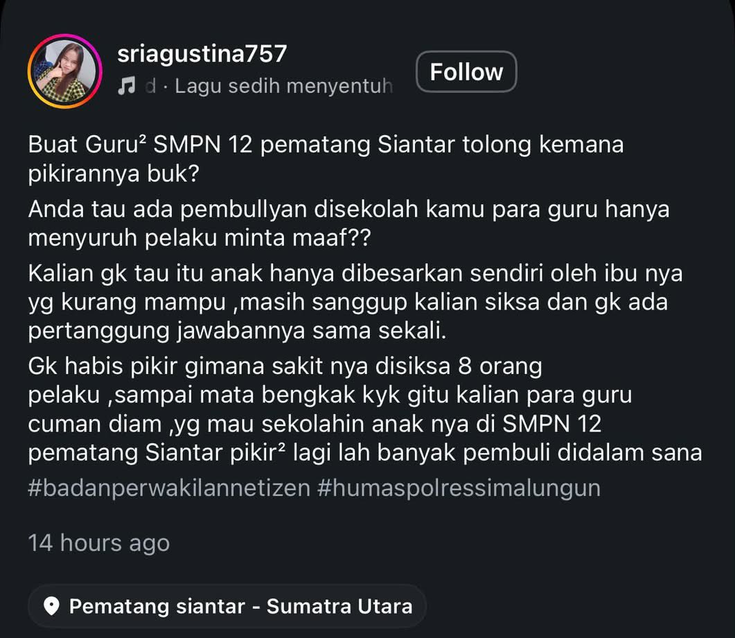 haebyai's tweet photo. ya Allah miris banget lihat anak ini 😭 dikeroyok 8 orang sampai matanya bengkak parah. anaknya juga dari keluarga kurang mampu, biaya sekolahnya ditanggung ibunya.

gila sih, kok bisa anak sebanyak itu ngeroyok satu orang? pihak sekolah juga gimana ini, masa responsnya nggak jelas. jangan sampai kasus kayak gini malah didiemin. bantu ramein dong, kasian banget korbannya 😭