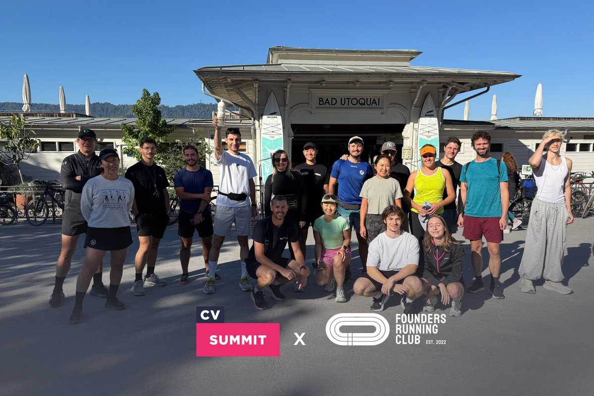 CV_Labs's tweet photo. The first #CVSummit 2026 side event is done and dusted 🏃

Ben Jones from @CV_Labs laced up with Founders Running Club this morning for a run through Zurich. The countdown to Tuesday is officially on!

👟 Join the next run on Wednesday: https://t.co/ViPY1jcPes

🎟️ Secure your CV Summit ticket: https://t.co/kz2KBGbfl8