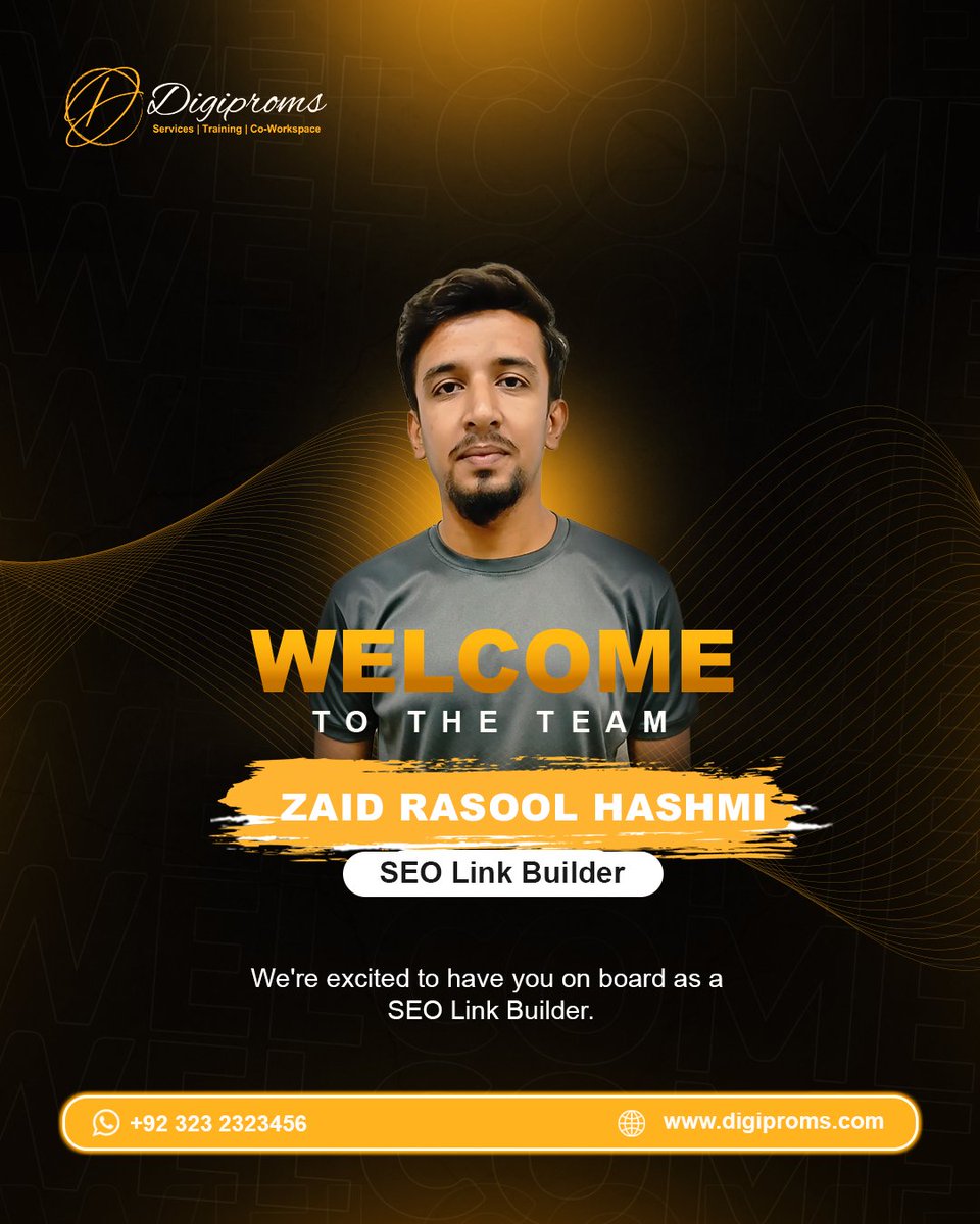 digipromsagency's tweet photo. Weโre excited to welcome "Zaid Rasool Hashmi" to Digiproms as our new #SEO Link Builder.
Welcome aboard, Zaid! Wishing you a successful journey with Digiproms. ๐ค
#Digiproms - Let's Grow Together
๐ +92 323 2323456
๐ https://t.co/Xkb4k40hNI
#WelcomeToTheTeam #SEOLinkBuilder https://t.co/sZtgeVyG5G