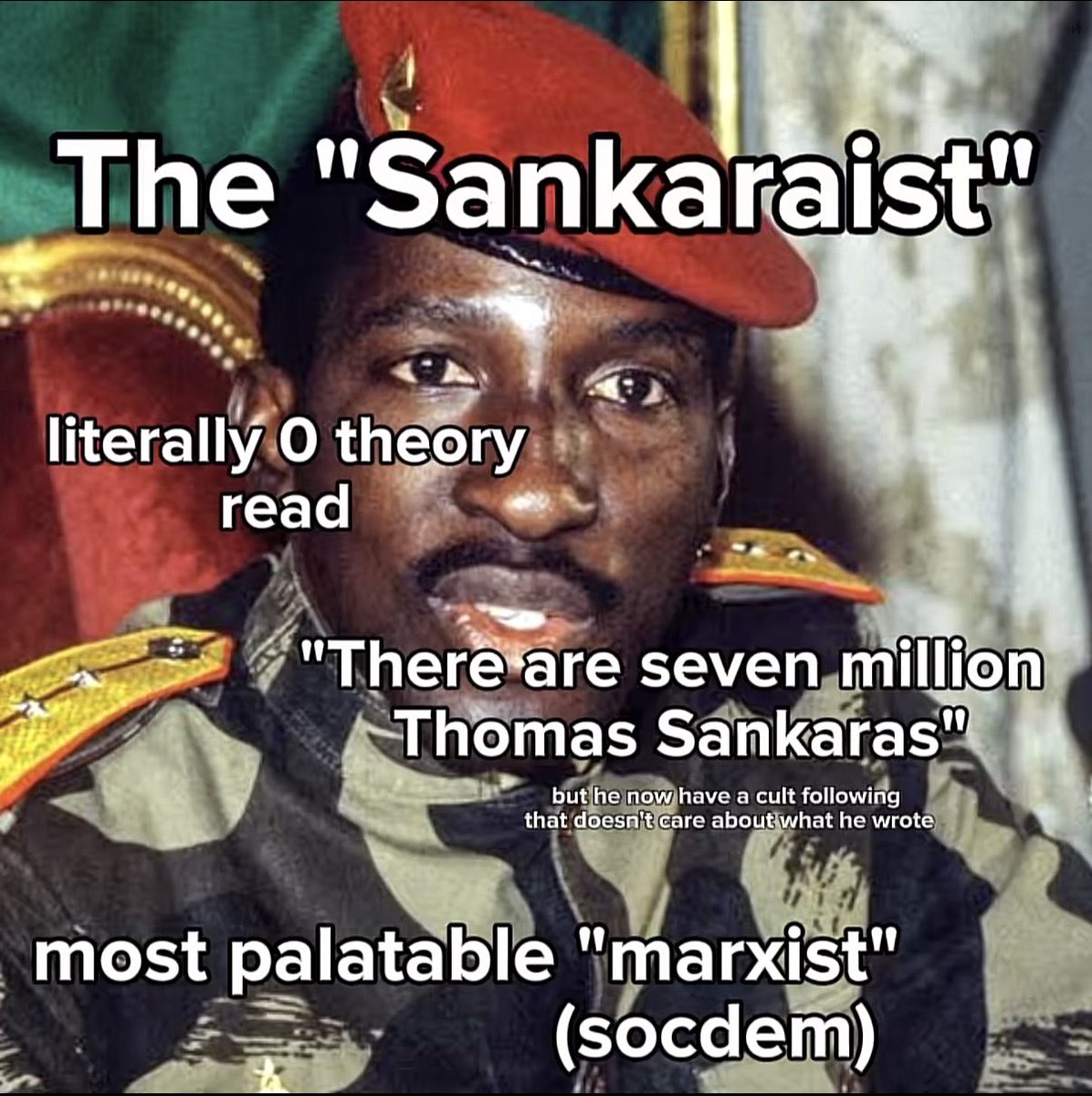 goingpostall's tweet photo. I have a mutual on TikTok who’s like a super early baby leftist. Like loves Thomas sankara and mamdani literally zero theory read but I can tell they mean well. I try not to be rude bc they don’t know much but holy hell the shit I see them say https://t.co/kUF9XiUfWl