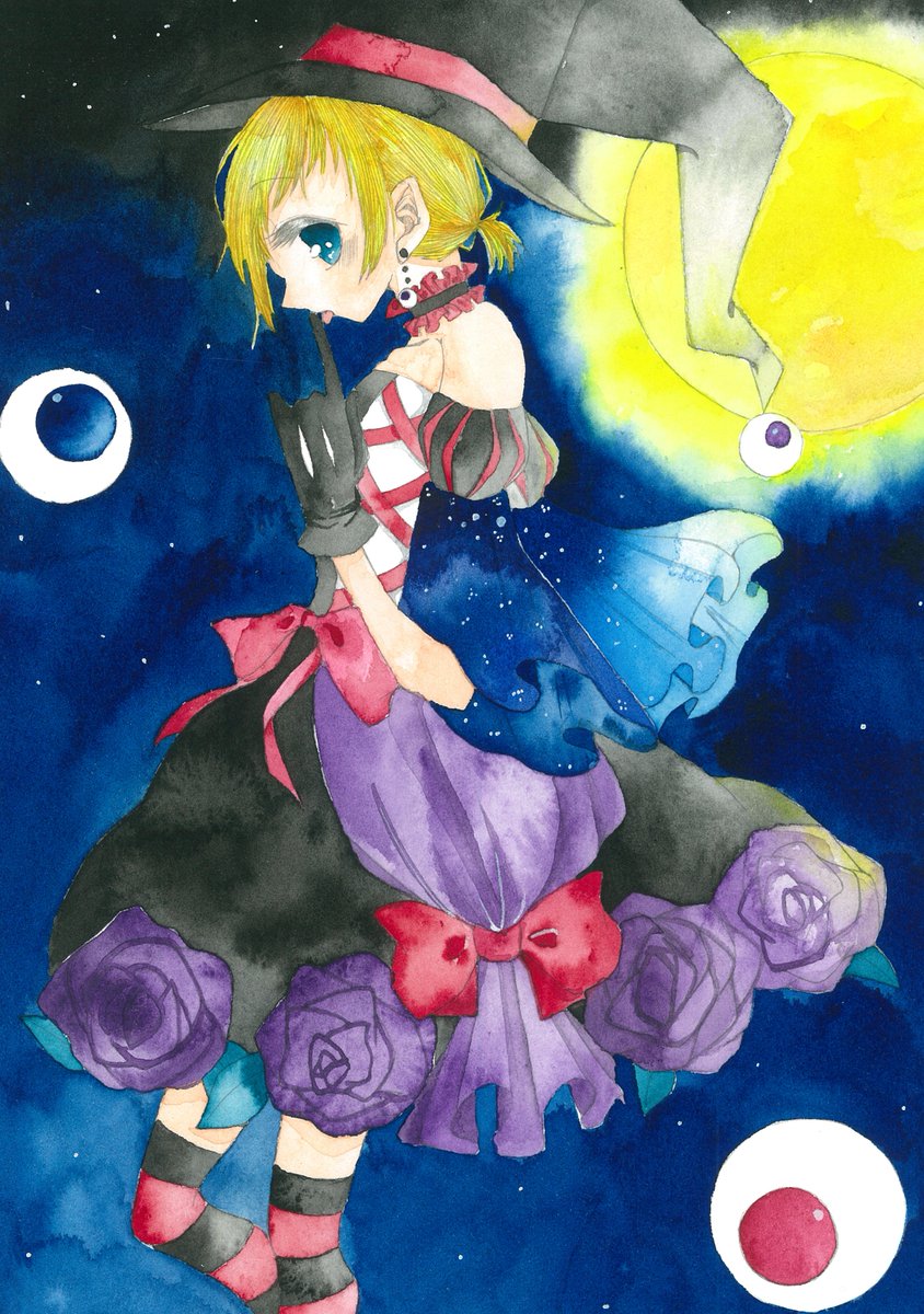 Rui_rui444's tweet photo. 大昔に描いたハロウィンイラスト 
 #透明水彩  #アナログイラスト https://t.co/Zb4Zg7pewA